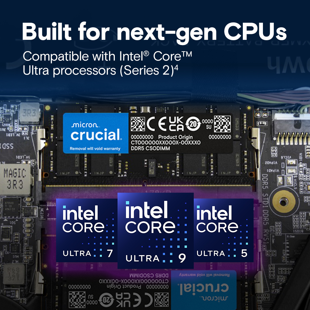 Crucial 64GB Kit (32GBx2) DDR5-6400 CSODIMM | CT2K32G64C52CS5